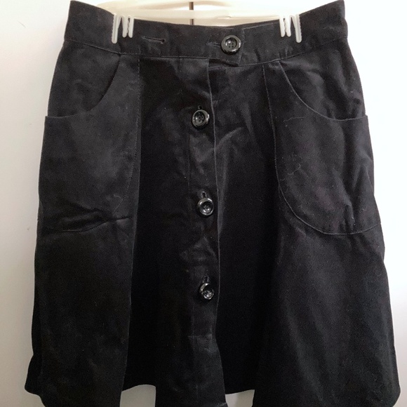 NWT Black Hell Bunny Corduroy Wonder Years Knee Skirt with Buttons and Pockets - Picture 11 of 12